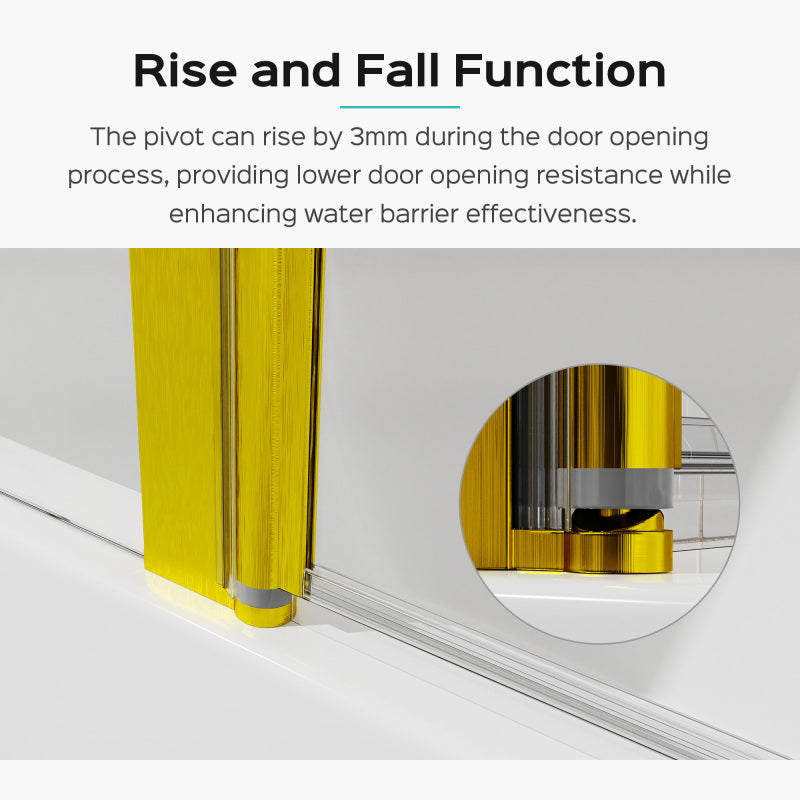 Frameless Folding Tub Door, Brushed Gold, 1/4" Tempered