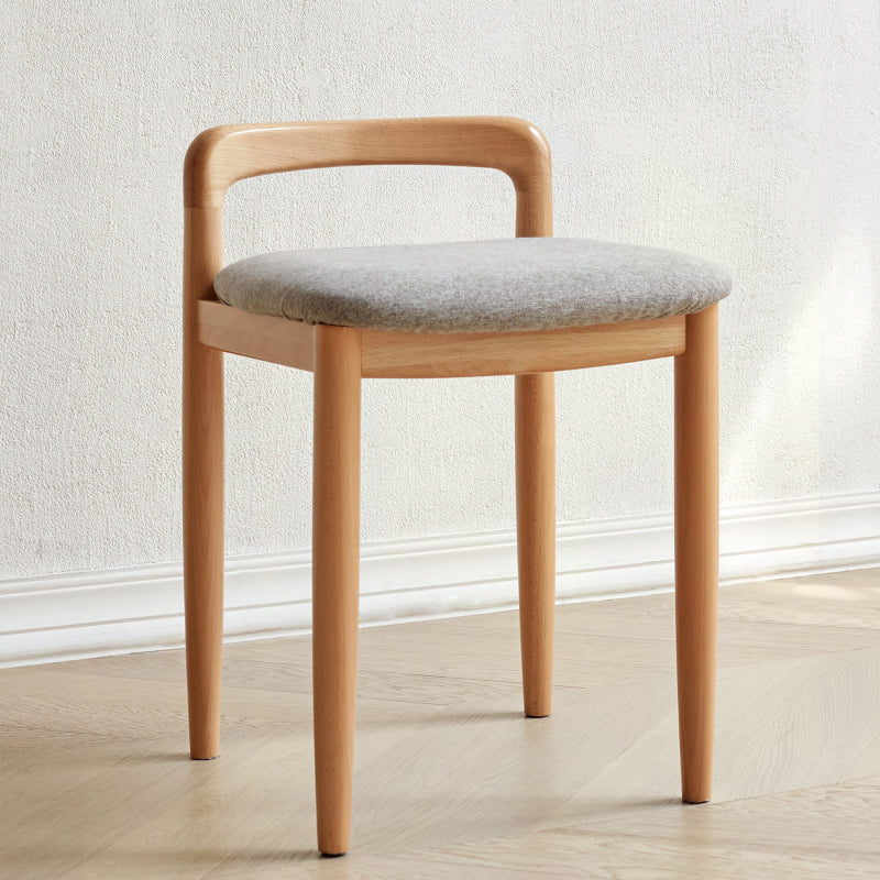 Natural Solid Beech Wood Vanity Stool for Bedroom & Dining