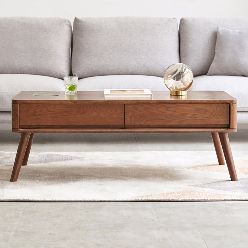 Modern Coffee Table for Living Room, Solid Oak Top