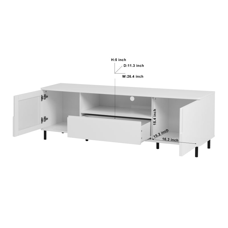 Modern High-Gloss TV Stand for Living Room with Shelves
