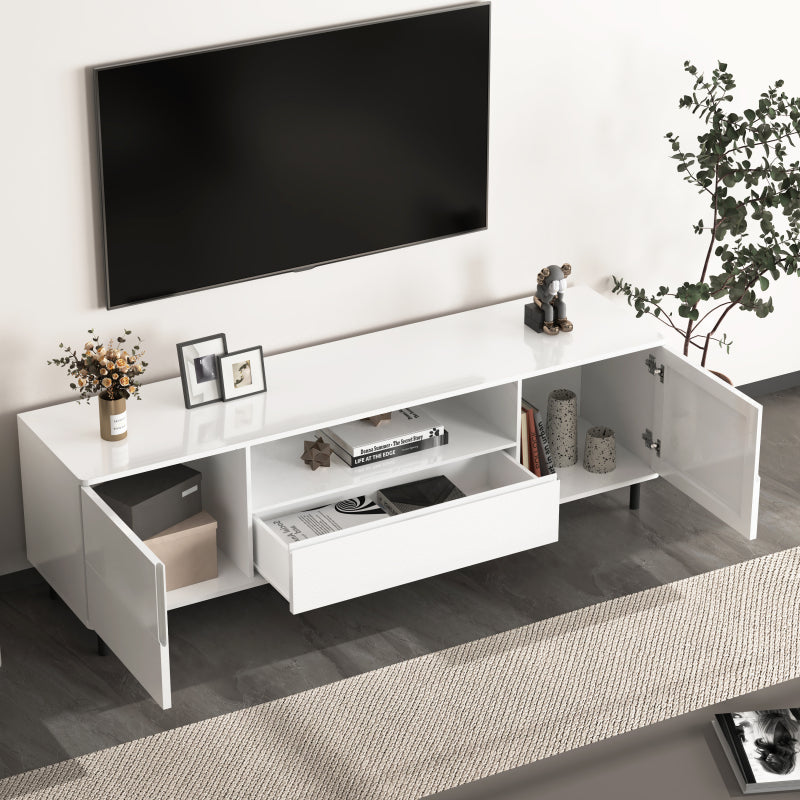 Modern High-Gloss TV Stand for Living Room with Shelves