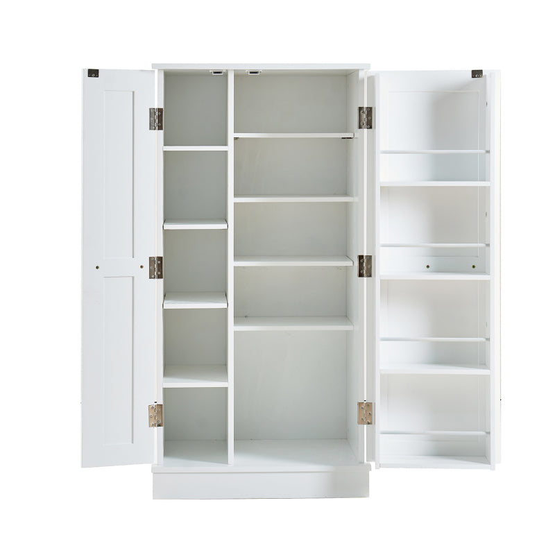 Modern White Pantry Cabinet for Kitchen, Adjustable Shelves