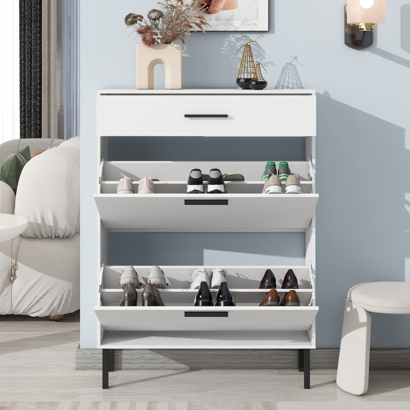 Modern Shoe Cabinet for Entryway with 2 Flip Drawers