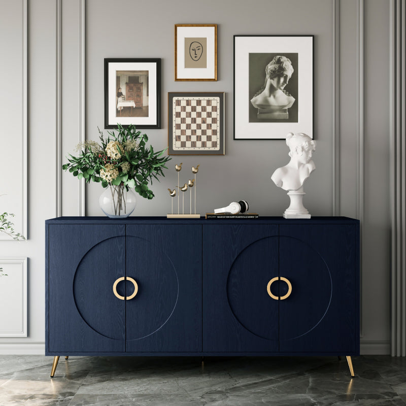 Modern Gray Sideboard for Dining & Entryway, 4-Door Storage