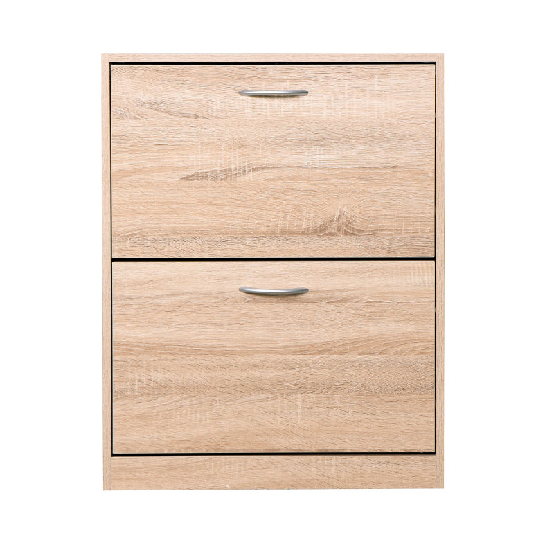 Modern Oak Shoe Cabinet for Entryway with Dual Flip Doors