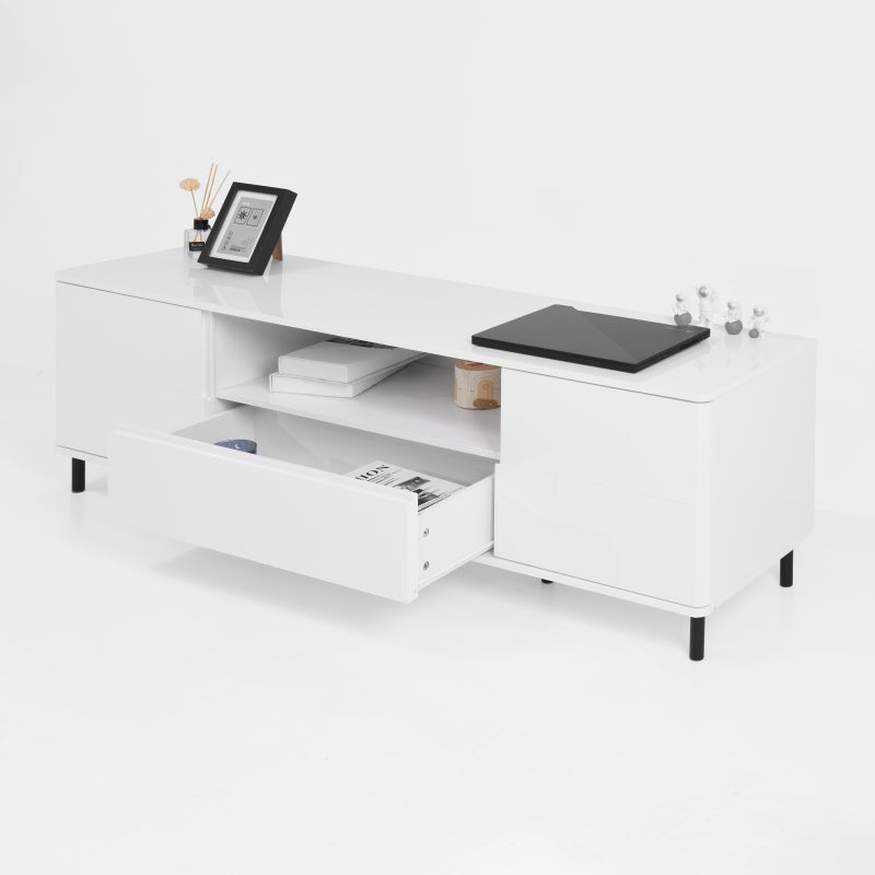 Modern High-Gloss TV Stand for Living Room with Shelves