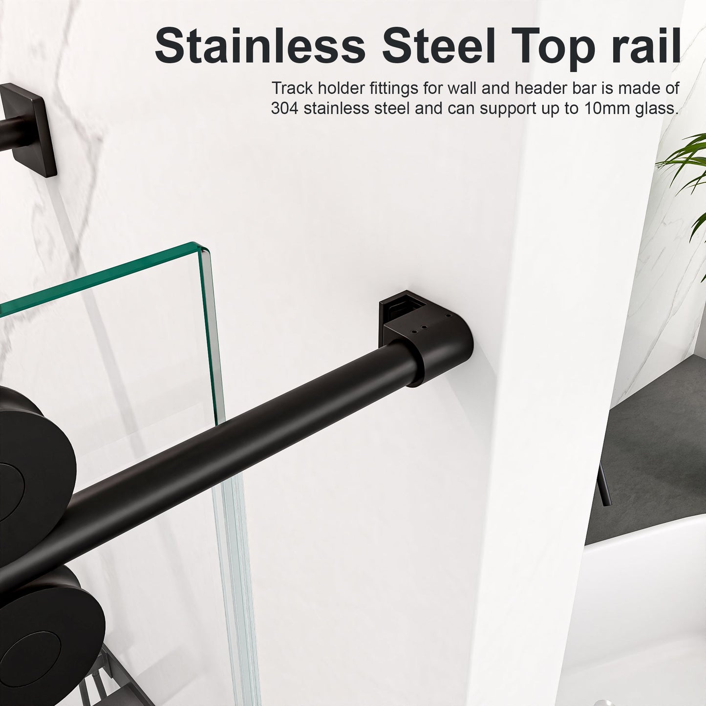 Frameless Sliding Shower Door 56-60 in, Matte Black 8mm