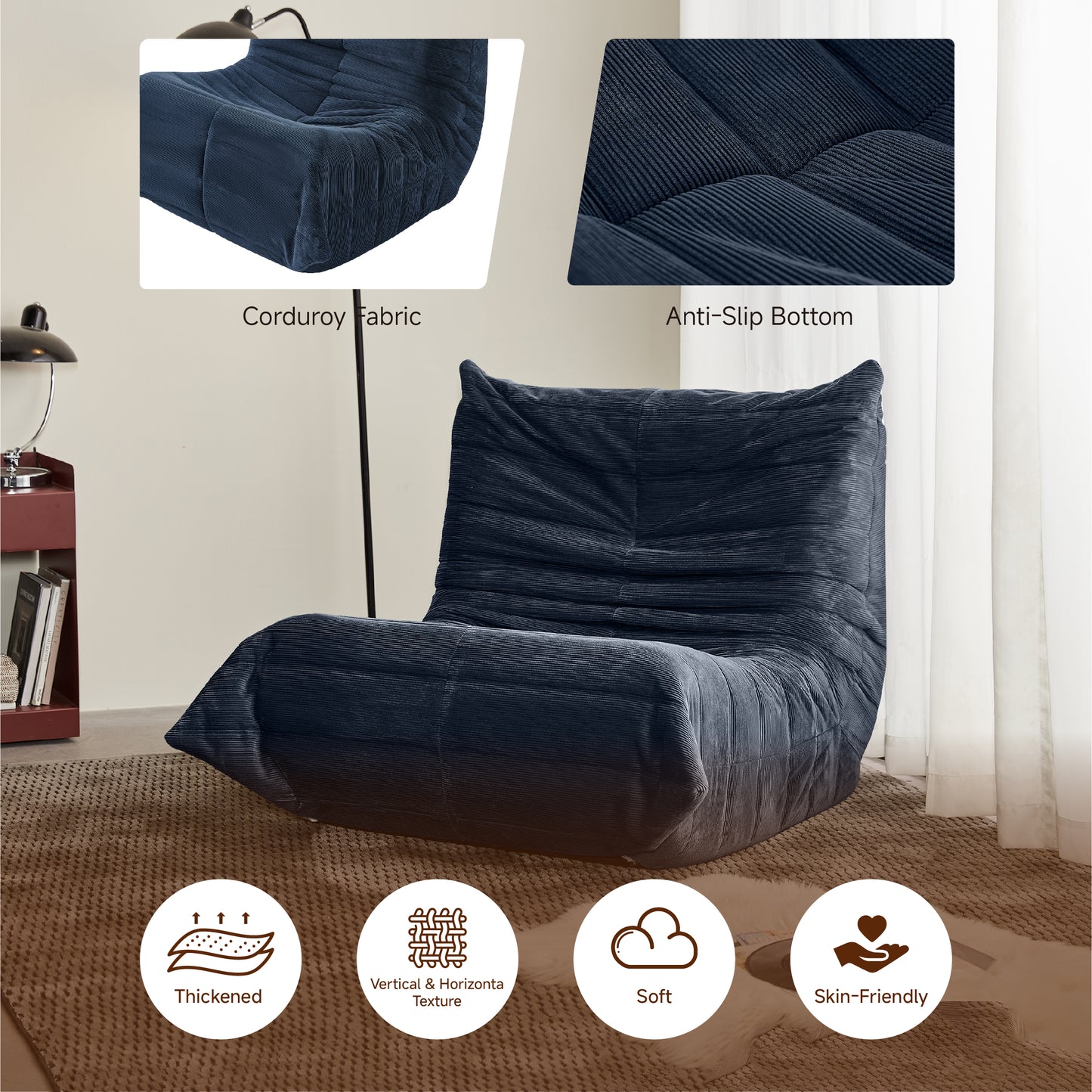 Cozy Teddy Bean Bag Chair for Reading Nooks, Memory Foam