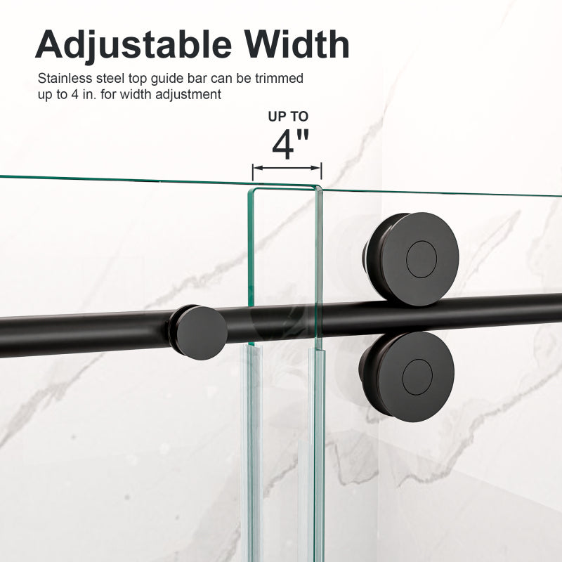 Frameless Sliding Shower Door 56-60 in, Matte Black 8mm
