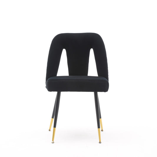 A&A Furniture Akoya Velvet Dining Chairs, Gold-Tipped Legs