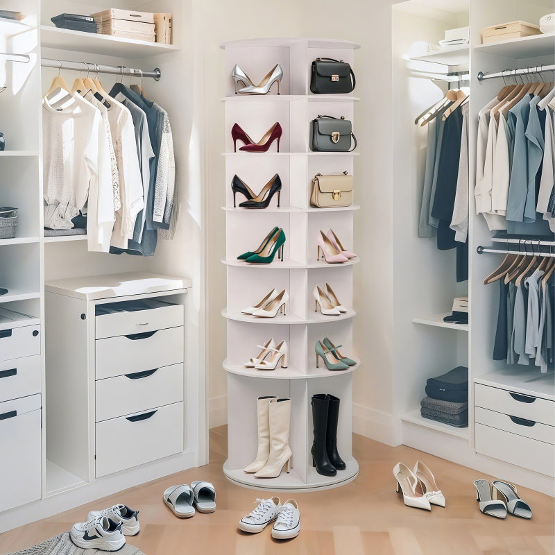 Modern 7-Tier 360° Shoe Tower for Entryway, 28 Pairs