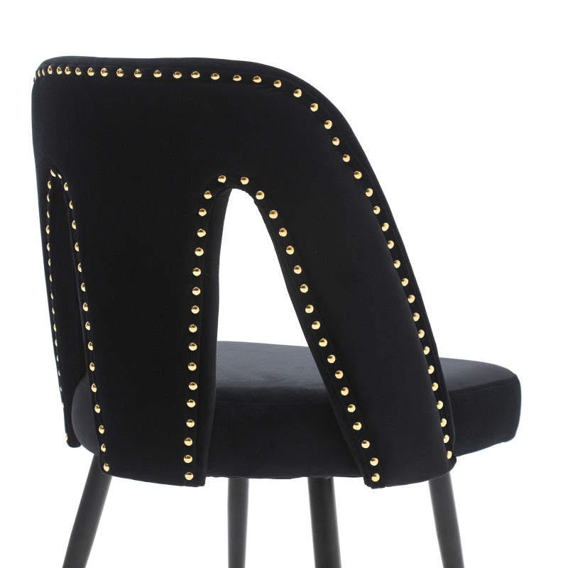 A&A Furniture Akoya Velvet Dining Chairs, Gold-Tipped Legs