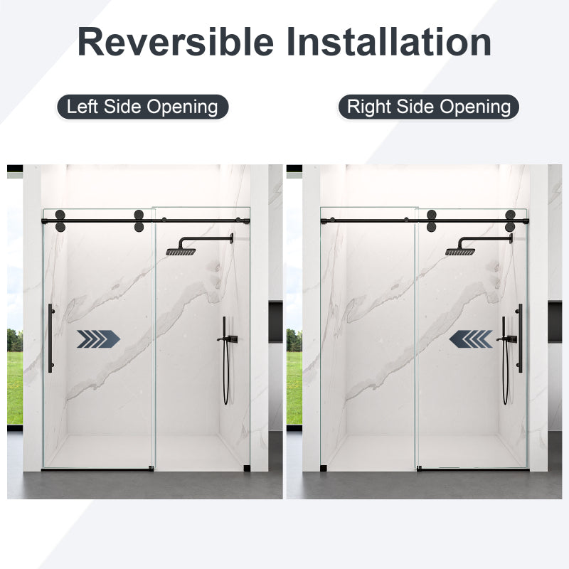 Frameless Sliding Shower Door 56-60 in, Matte Black 8mm