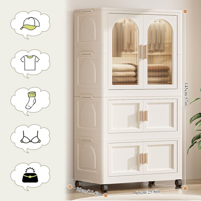 Modern Rolling Wardrobe for Small Spaces with Magnetic Door