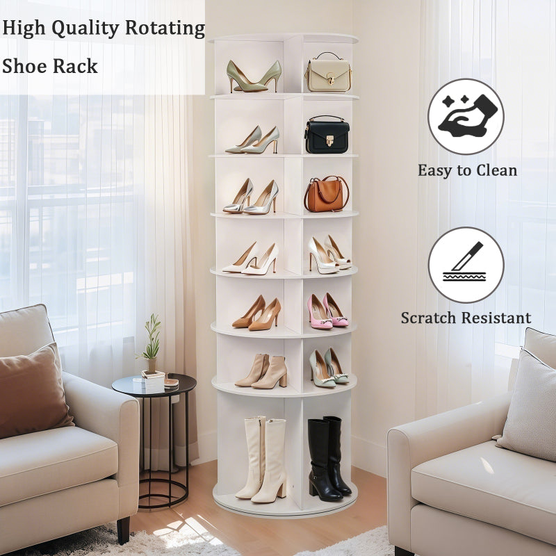 Modern 7-Tier 360° Shoe Tower for Entryway, 28 Pairs