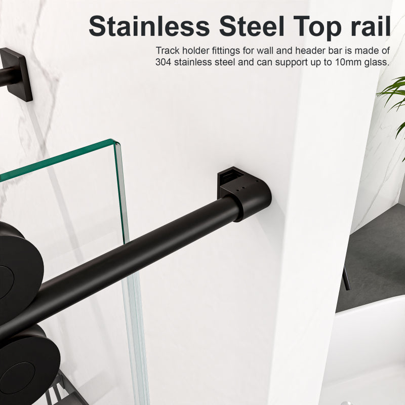 Frameless Sliding Shower Door 56-60 in, Matte Black 8mm