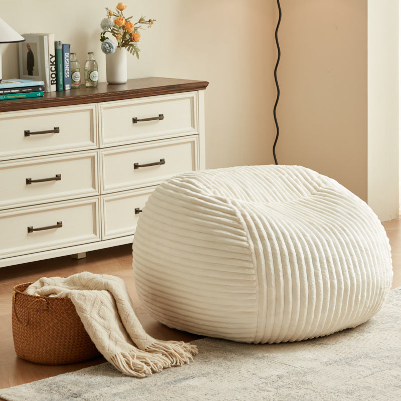 Cozy Off-White Bean Bag Chair for Living Room, Memory Foam