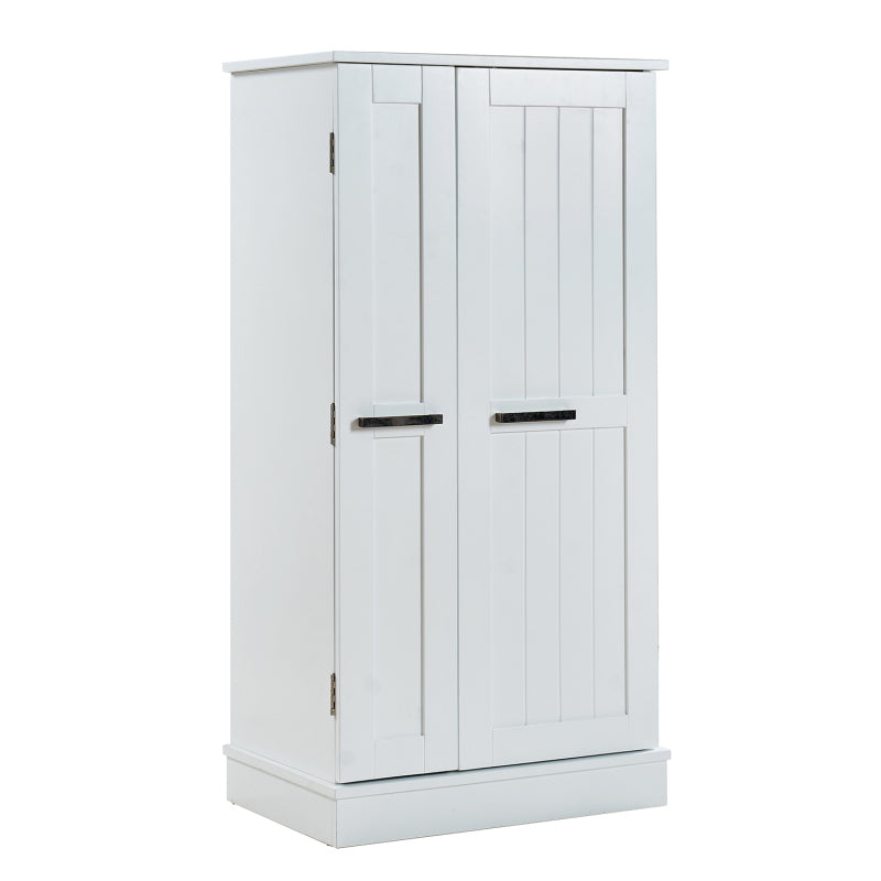 Modern White Pantry Cabinet for Kitchen, Adjustable Shelves