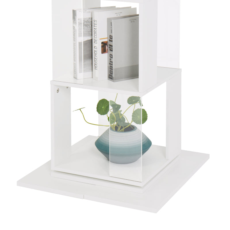 Modern Rotating 5-Tier Bookcase, Living Room, Anti-Tip Base