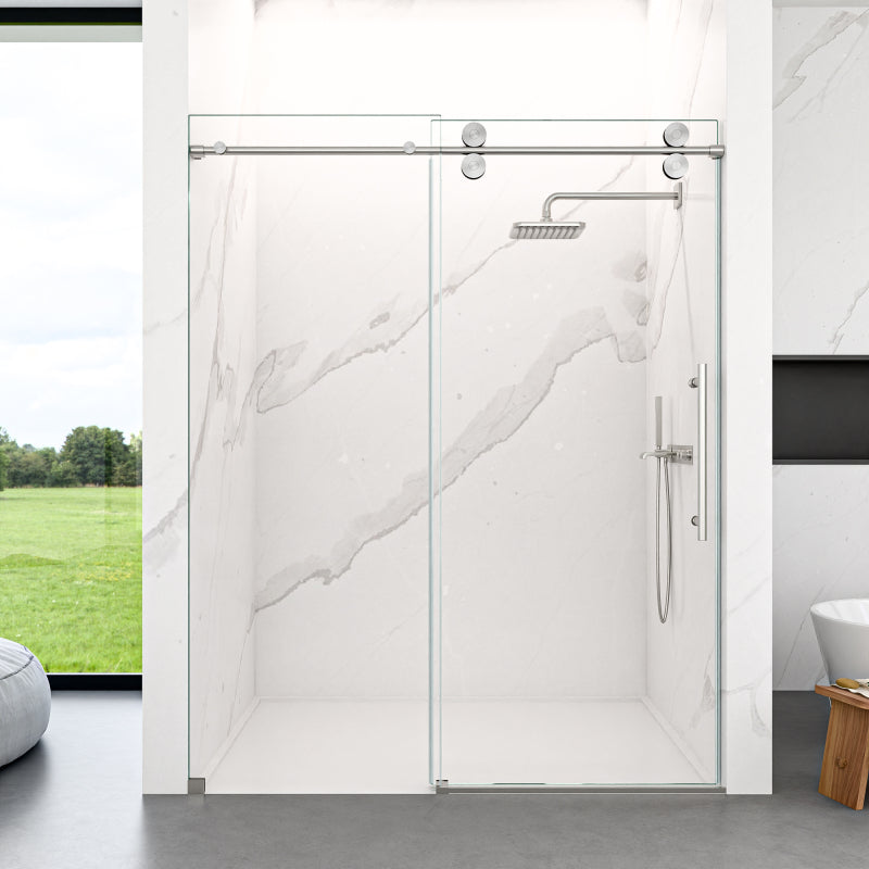 Frameless Sliding Shower Door 56-60 in, Matte Black 8mm