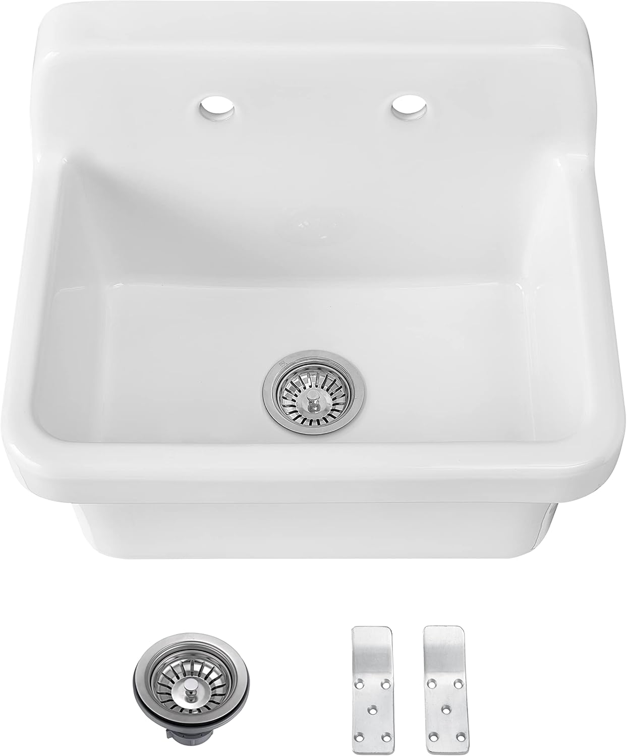 ELLAI Farmhouse Wall-Mount Utility Laundry Sink, High-Back
