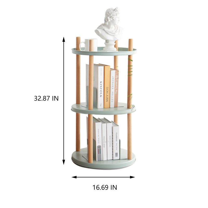 Modern 3-Tier Bookcase for Living Room, 360° Swivel
