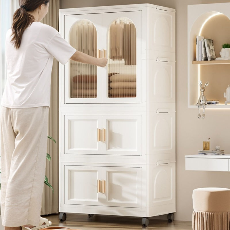 Modern Rolling Wardrobe for Small Spaces with Magnetic Door