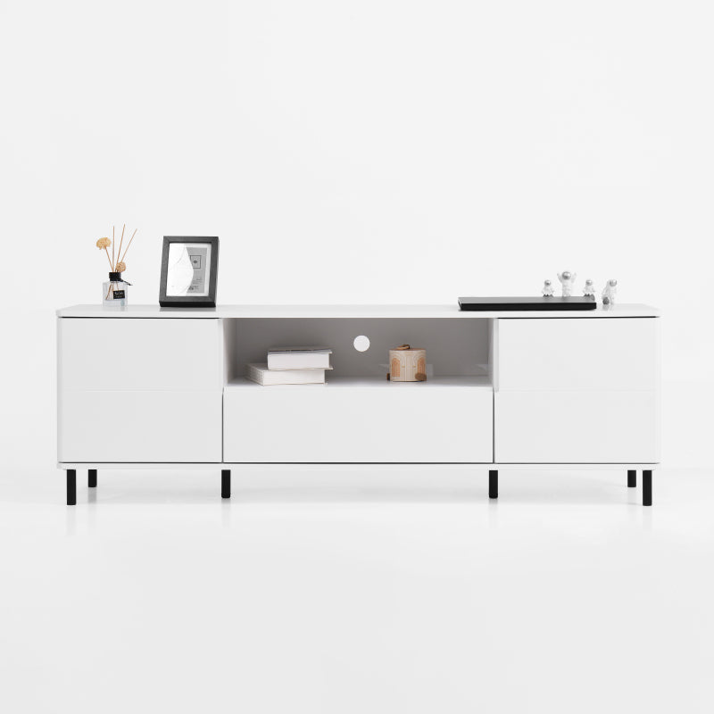 Modern High-Gloss TV Stand for Living Room with Shelves
