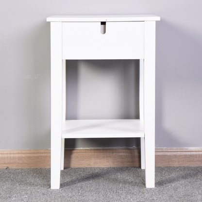 Modern White Bathroom Storage Table with Drawer