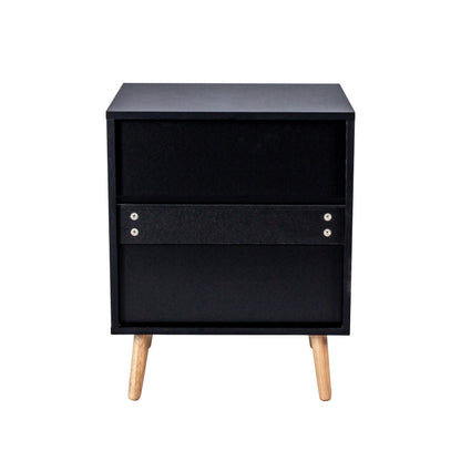 Boho Rattan Nightstand for Bedroom with Handwoven Fronts
