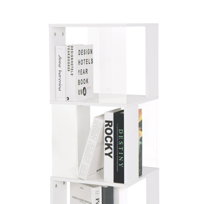 Modern Rotating 5-Tier Bookcase, Living Room, Anti-Tip Base
