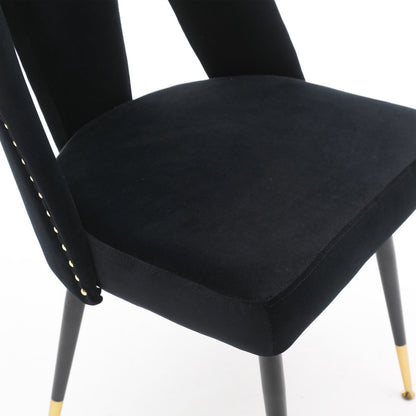 A&A Furniture Akoya Velvet Dining Chairs, Gold-Tipped Legs