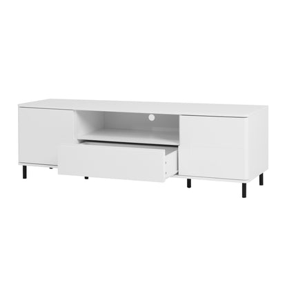 Modern High-Gloss TV Stand for Living Room with Shelves