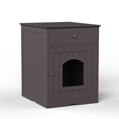 Modern Wood Cat Litter Box End Table, Indoor, Hides Litter