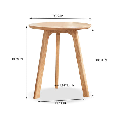Modern Solid Oak Round End Table for Living Room