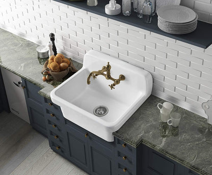 ELLAI Farmhouse Wall-Mount Utility Laundry Sink, High-Back