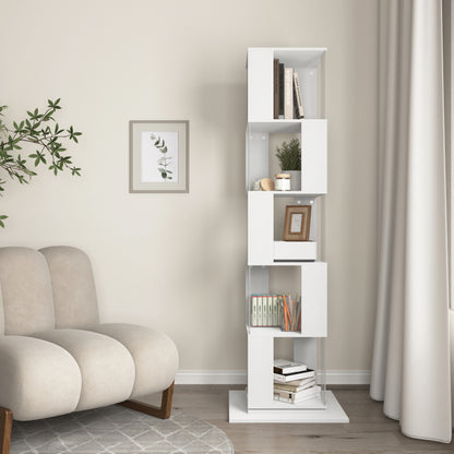 Modern Rotating 5-Tier Bookcase, Living Room, Anti-Tip Base