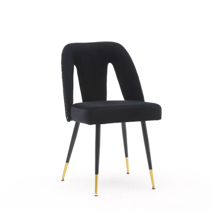 A&A Furniture Akoya Velvet Dining Chairs, Gold-Tipped Legs