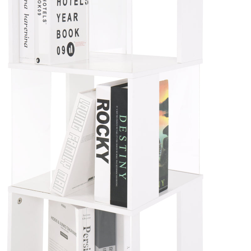 Modern Rotating 5-Tier Bookcase, Living Room, Anti-Tip Base