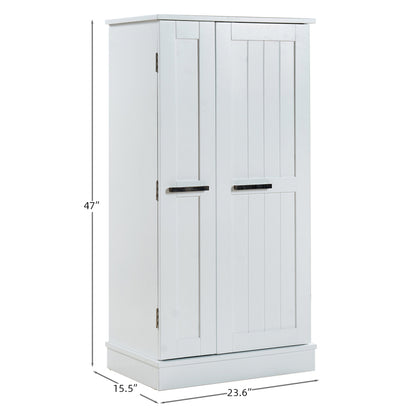 Modern White Pantry Cabinet for Kitchen, Adjustable Shelves