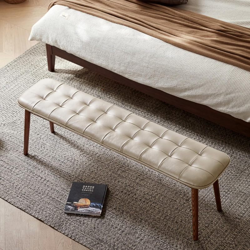 Scandi Dining Bench with Natural Oak & Leather Cushion