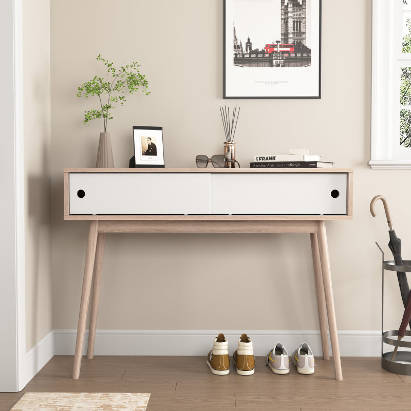 Modern Entryway Console Table with Sliding Doors and Storage