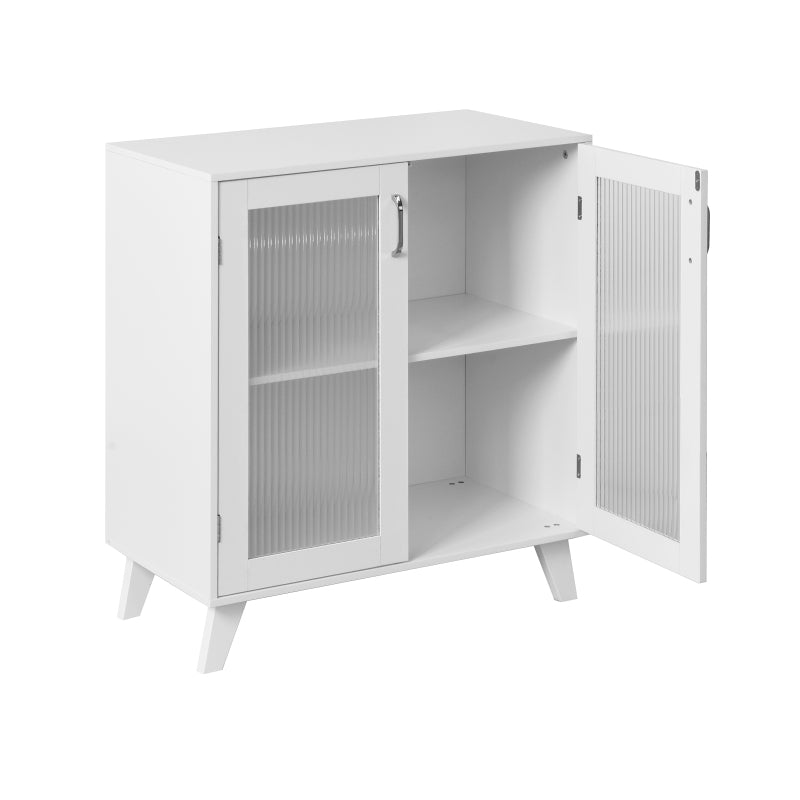 Modern Glass-Door Living Room Cabinet with Adjustable Shelf