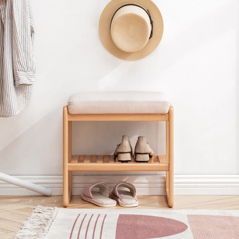 Scandi Shoe Bench for Entryway with Supportive Cushion