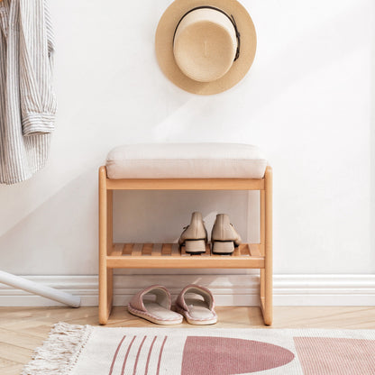 Scandi Shoe Bench for Entryway with Supportive Cushion