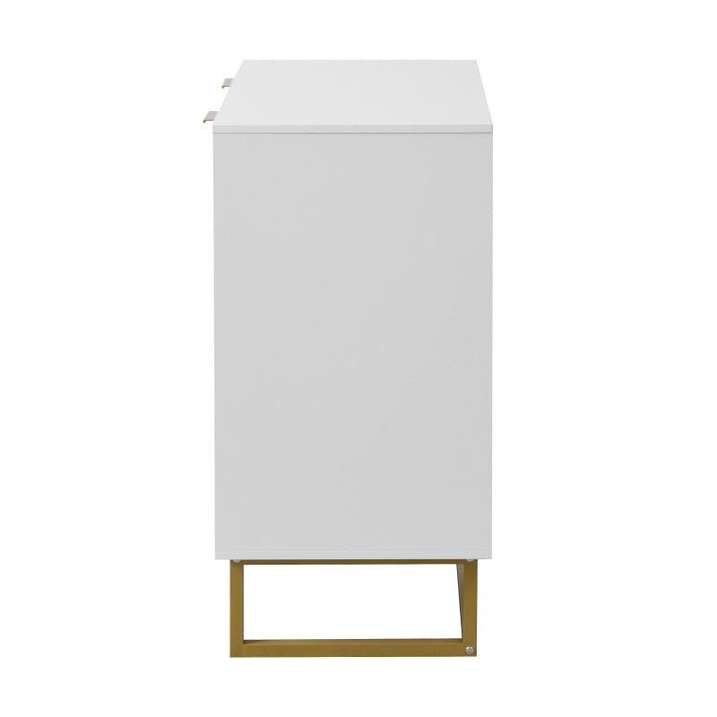 Modern White & Gold Sideboard for Dining, 2-Door Storage