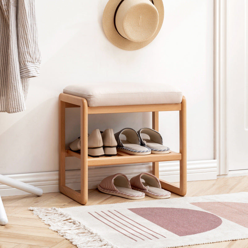 Scandi Shoe Bench for Entryway with Supportive Cushion