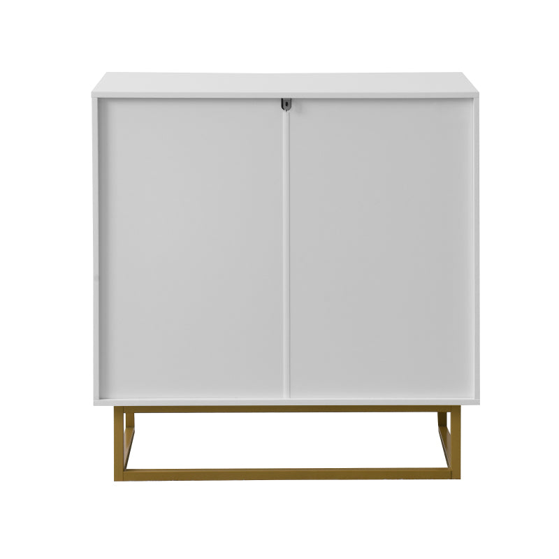 Modern White & Gold Sideboard for Dining, 2-Door Storage