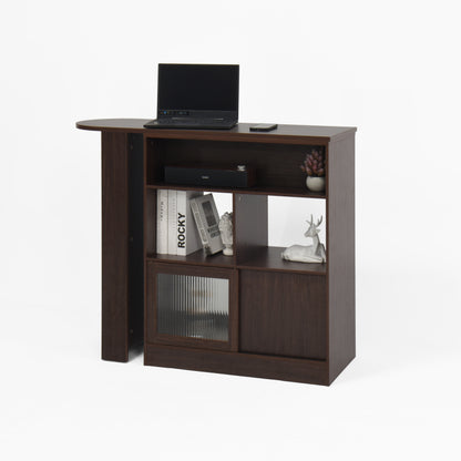 Modern Walnut Bar Cabinet for Dining, Rotating Top