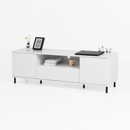 Modern High-Gloss TV Stand for Living Room with Shelves